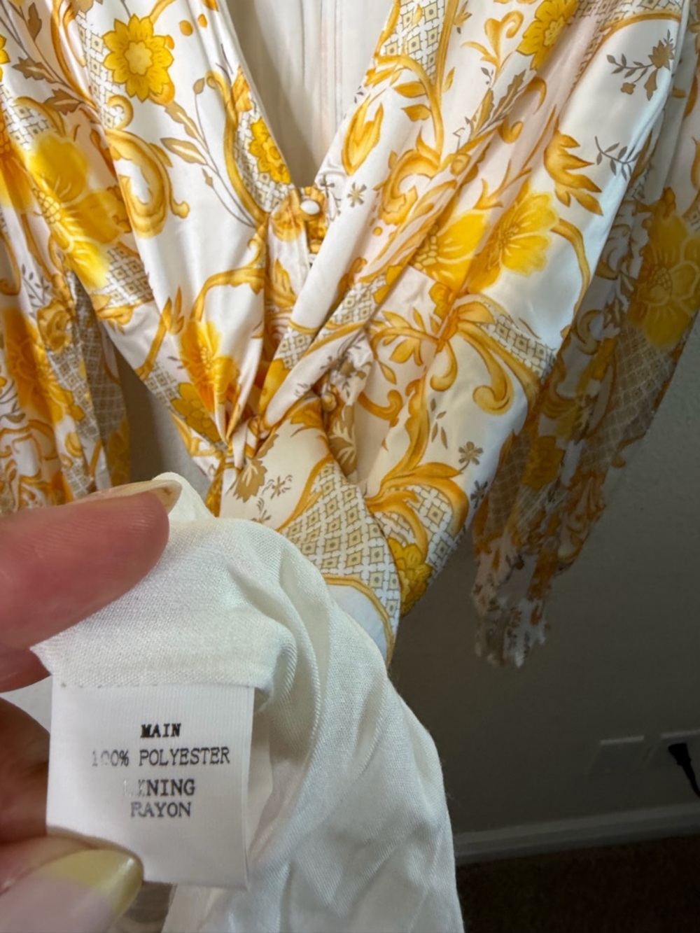 Petal + Pup Madam Long Sleeve Midi Dress Yellow Floral Long Sleeve Womens Size L - Picture 6 of 9
